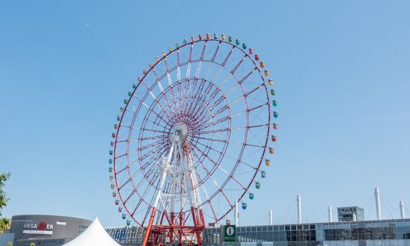 Tokyo, Japan - May 2, 2017: The Giant ferris wheel in Odaiba Island Tokyo.