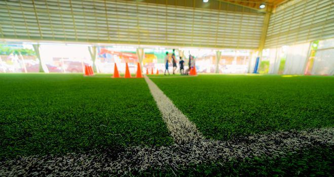 Corner Line of an indoor football soccer training field