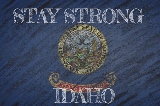 COVID-19 warning. Quarantine zone Covid 19 on Idaho ,flag illustration. Coronavirus danger area, quarantined country. Stay strong.