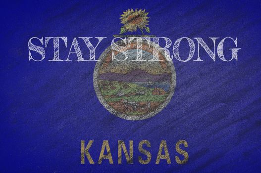 COVID-19 warning. Quarantine zone Covid 19 on Kansas ,flag illustration. Coronavirus danger area, quarantined country. Stay strong.