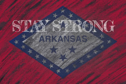 COVID-19 warning. Quarantine zone Covid 19 on Arkansas, flag illustration. Coronavirus danger area, quarantined country. Stay strong.