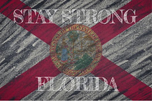 COVID-19 warning. Quarantine zone Covid 19 on Florida ,flag illustration. Coronavirus danger area, quarantined country. Stay strong.