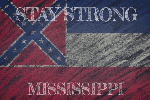 COVID-19 warning. Quarantine zone Covid 19 on Mississippi ,flag illustration. Coronavirus danger area, quarantined country. Stay strong.