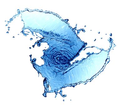 Nice abstract blue water splash on white background