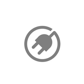 Plug icon on white background.Power conductors supply power to electrical equipment.