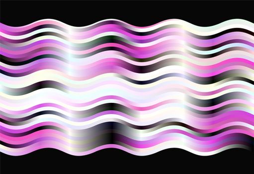 Magenta, black and white striped waves background with  black waved sides