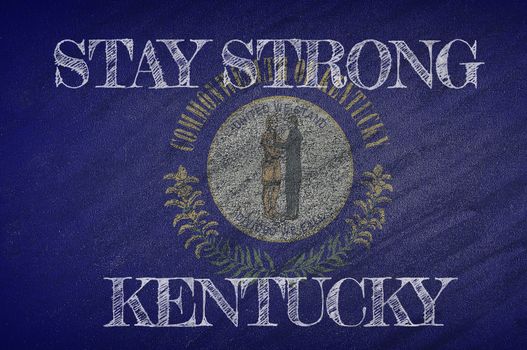 COVID-19 warning. Quarantine zone Covid 19 on Kentucky ,flag illustration. Coronavirus danger area, quarantined country. Stay strong.