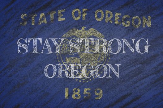 COVID-19 warning. Quarantine zone Covid 19 on Oregon ,flag illustration. Coronavirus danger area, quarantined country. Stay strong.