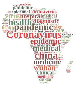 Wuhan coronavirus concept in word tag cloud on Africa.