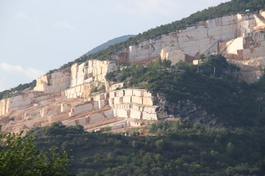 mountains with marble quarries in Botticino in northern Italy