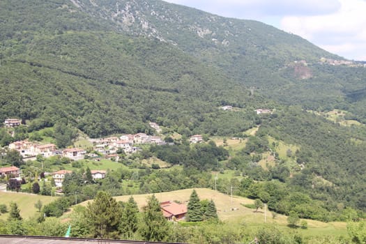 view of a small village in the mountains in northern Italy