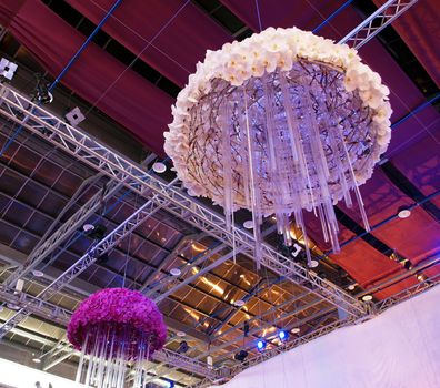 TAINAN, TAIWAN - MARCH 14: An artistic hanging flower design at the 2013 Taiwan International Orchid Show on March 14, 2013 in Tainan.