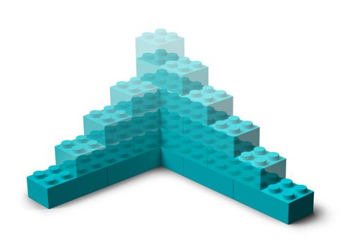 3D toy building blocks project plan concept rising, transparent storeys