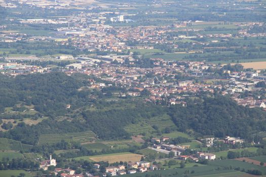 view of Brescia, a city in northern Italy from the mountain