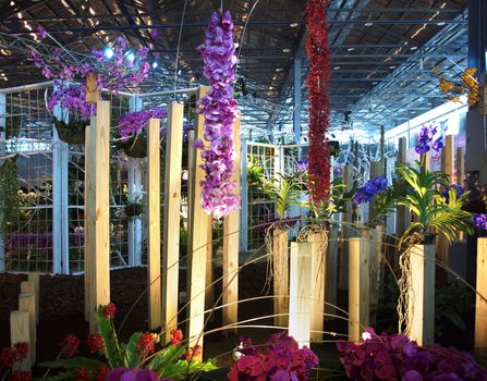 TAINAN, TAIWAN - MARCH 14: An artistic design made from flowers and wood that is part of the exhibition at the 2013 Taiwan International Orchid Show on March 14, 2013 in Tainan.