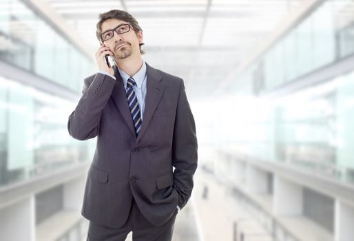 happy business man on the phone, at the office