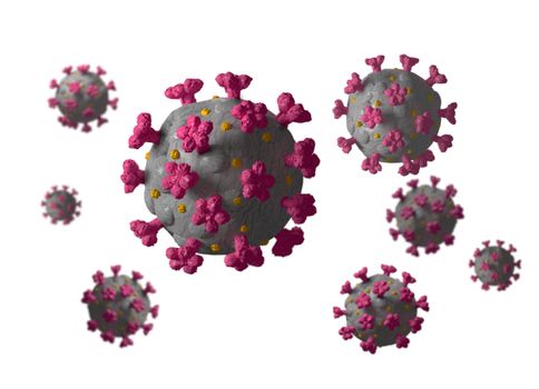 Corona viruses hovering, global epidemic pandemia 3D concept