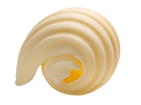 Butter curl or roll. Clipping path, shadowless