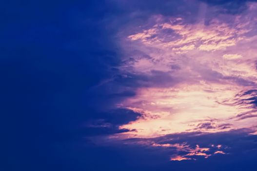 Dramatic cloudy sky at sunrise, nature and background