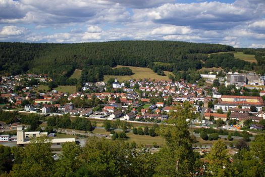 Mountain view of the city, in Germany. Walk through the Castle grounds.