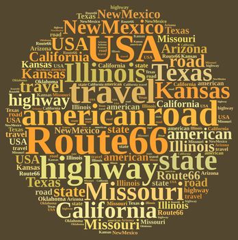 Illustration with word cloud on Route 66.