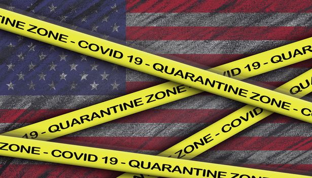 Patriotic inspirational positive quote about novel coronavirus covid-19 pandemic. Quarantine zone - Covid 19