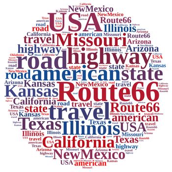 Illustration with word cloud on Route 66.