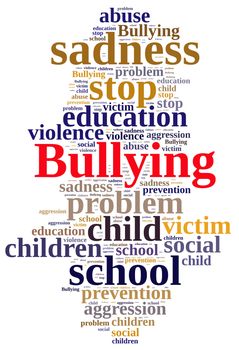 Illustration with word cloud relating to Bullying.