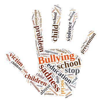 Illustration with word cloud relating to Bullying.