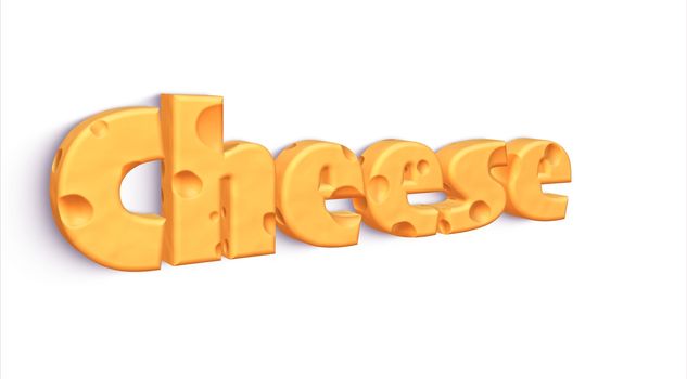 3D rendering of Cheese word against of white background.Isolated