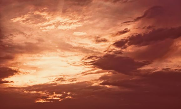 Dramatic cloudy sky at sunrise, nature and background