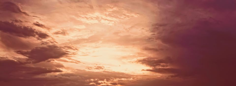 Dramatic cloudy sky at sunrise, nature and background