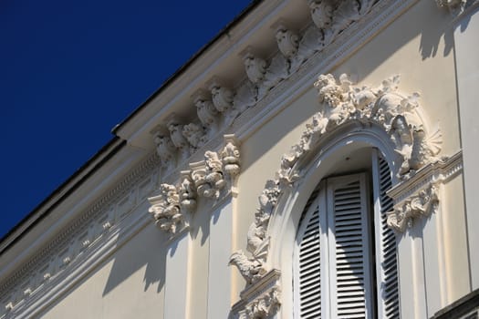 Floral decorations in a Mediterranean-style building in Forio, on the island of Ischia, near Naples.