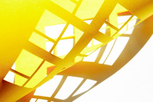 Abstract composition cutting from yellow paper with shadow