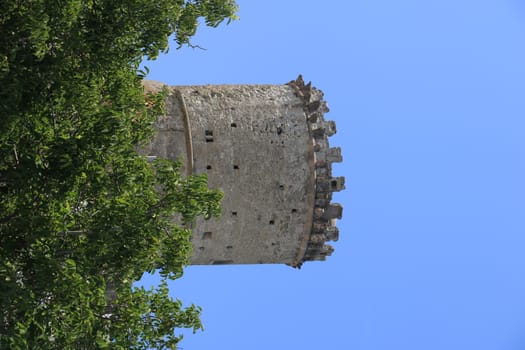 Forio, Ischia, Naples, Italy, About the July 2019. Ancient defensive tower in Forio, on the island of Ischia. The towers served as sighting points for enemies arriving from the sea.