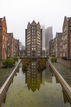 View of the Dutch architecture in a quiet and calm resident area of The Hague, Netherlands