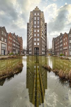 View of the Dutch architecture in a quiet and calm resident area of The Hague, Netherlands