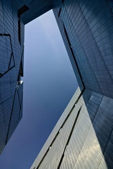 Modern architecture of the Jewish museum of Berlin designed by architect Daniel Libeskind