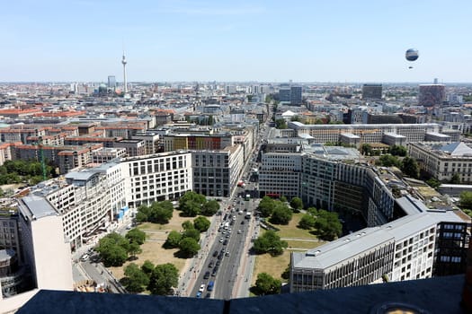 Berlin. Panoramic view from the top of a Potsdamer Platz tower In the background you can see the television tower