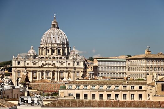 Rome, view with a view of the Vatican palaces taken from a window of Castel Sant'Angelo.