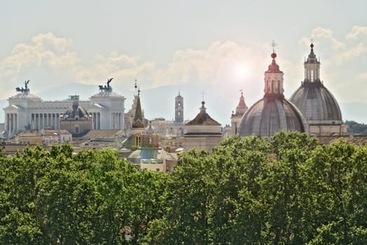 View from above over Rome. Victorian (National Monument to Victor Emmanuel II)