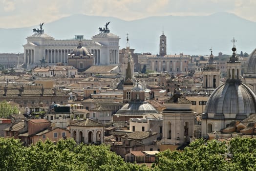 View from above over Rome. Victorian (National Monument to Victor Emmanuel II)