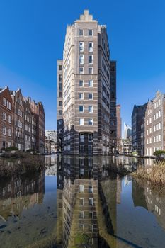 View of the Dutch architecture in a quiet and calm resident area of The Hague, Netherlands