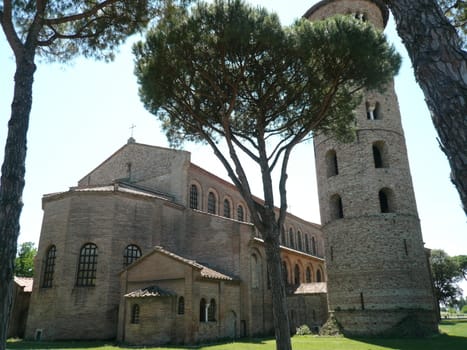 Ravenna, Romagna, Italy, About 6/2011. Basilica of Sant'Apollinare Nuovo in Ravenna, built with brickwork built in the sixth century.