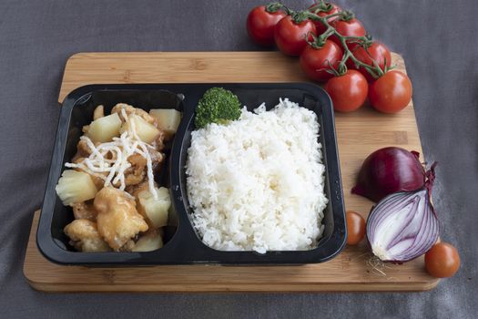 Sweat and saour pork served with white rice