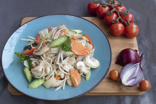 Stir fried of several type of vegetables as side dish for Chinese meals