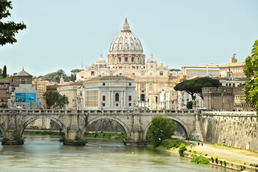 Rome, Italy. 05/03/2019. View of the Vatican with the bridge of Castel Sant'Angelo.