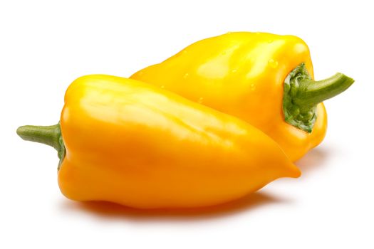 Sweet bell peppers, amber, together. Clipping paths, shadows separated, infinite depth of field. Design elements