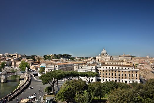 Rome, Italy. 05/02/2019.  Rome, view with a view of the Vatican palaces taken from a window of Castel Sant'Angelo.