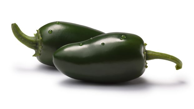 Green TAM Mild Jalapenos. Clipping paths, shadows separated, infinite depth of field. Design elements